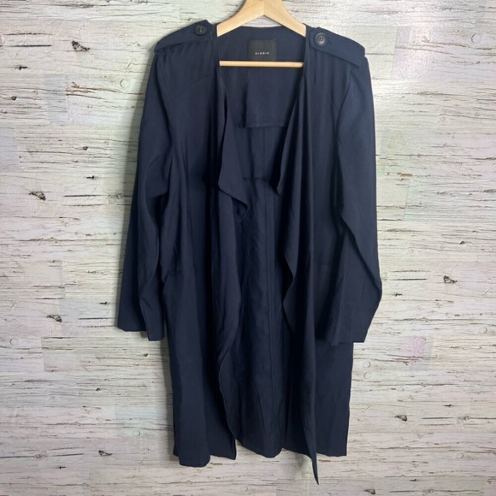 Elodie Drapey Collared Jacket coat trench blue size xl